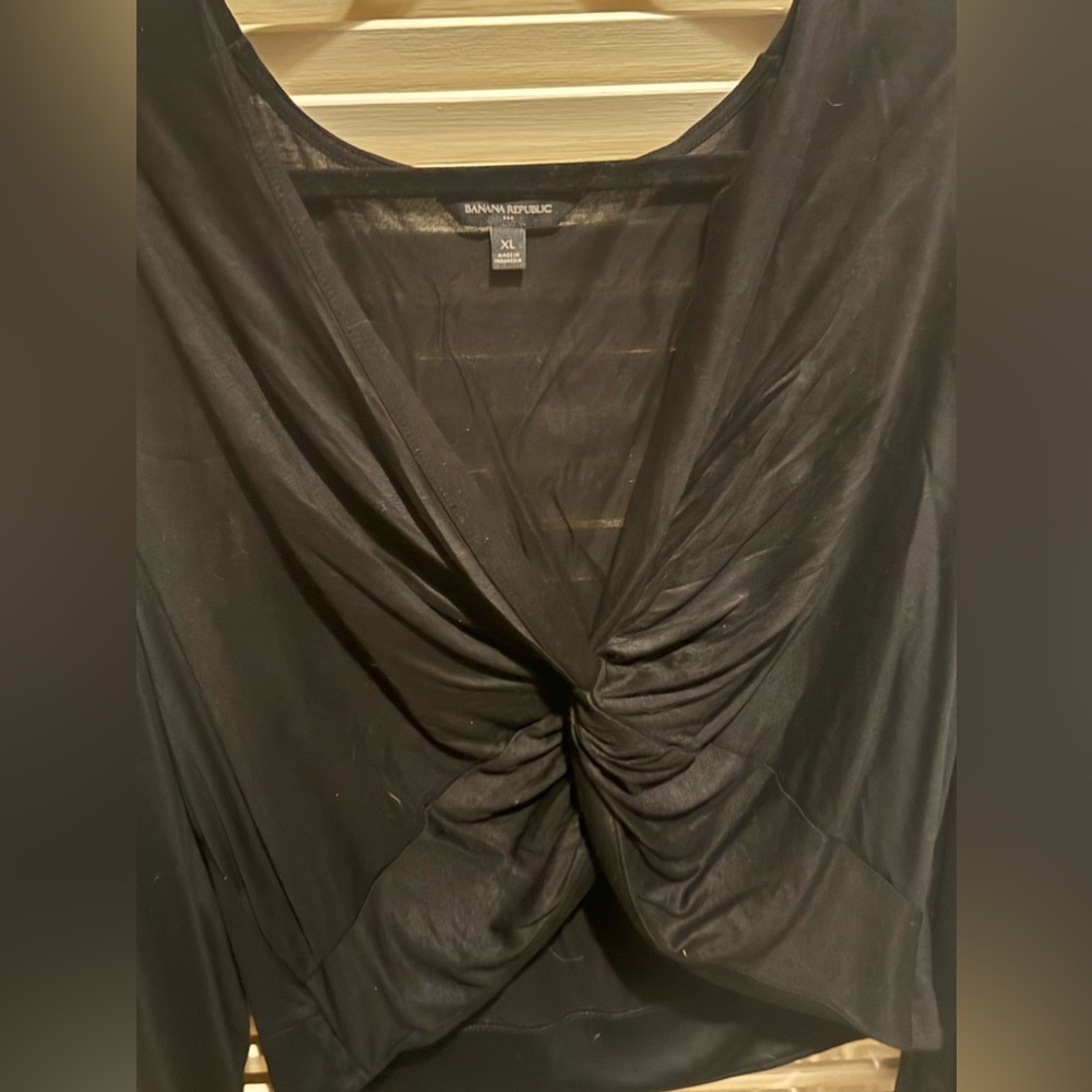 Banana Republic, XL, black dressy blouse, long sleeves